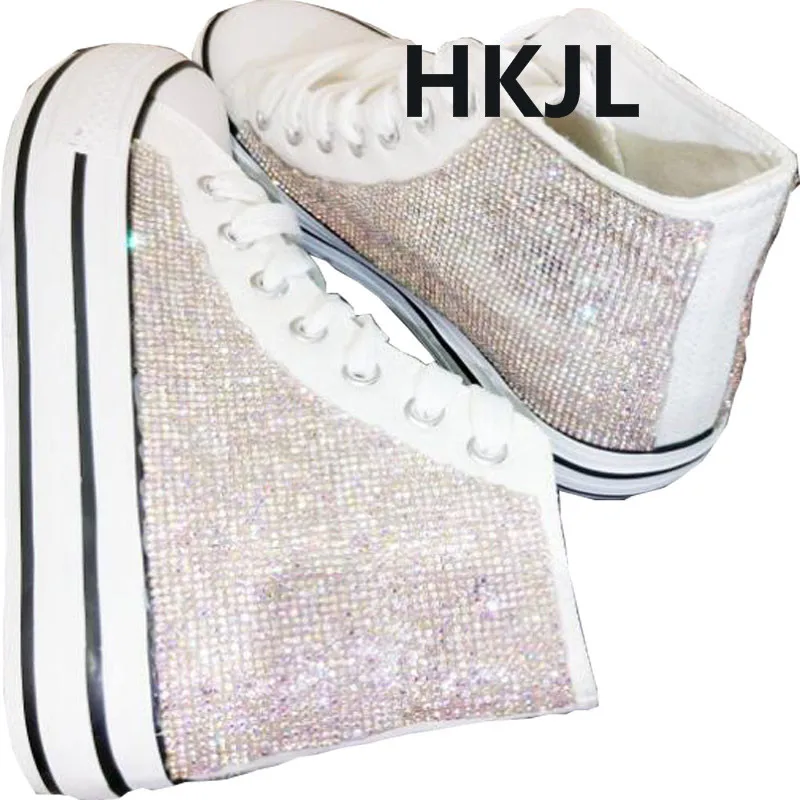 HKJL/весенне летние парусиновые туфли на платформе с высоким верхом в европейском