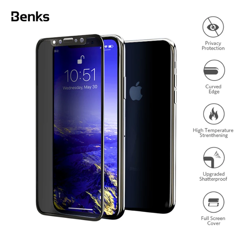 Benks антишпионская защитная пленка из закаленного стекла для iPhone XS 5 8 ''XS MAX 6
