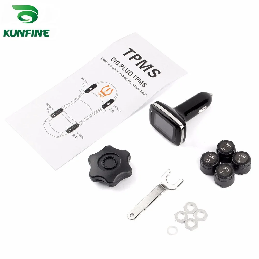 Салона автомобиля TPMS система контроля давления в шинах прикуривателя цифровой ЖК-дисплей Auto охранной сигнализации снижайте давление