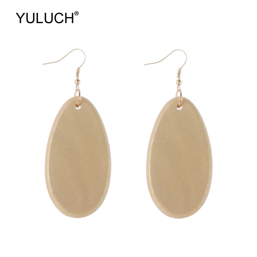 YULUCH 2019 модные золотые деревянные висячие серьги в этническом африканском стиле