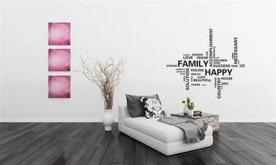 Семья счастливый домашний декор Цитата Наклейка на стену декоративный съёмный