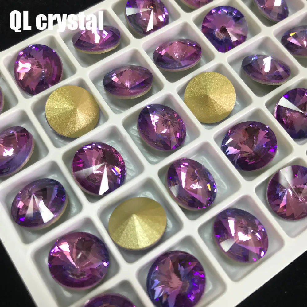 QL Crystal Tourmaline K9 Glass 12mm Round Pointback Fancy Stone for DIY garment bags shoes Jewelry accessory | Дом и сад