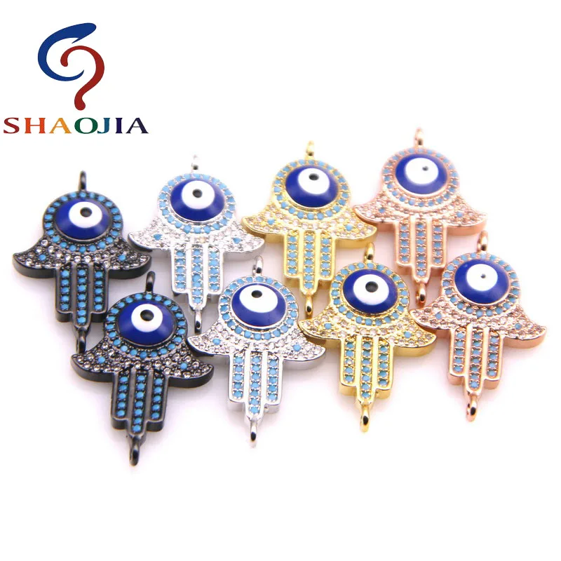 

SHAOJIA аксессуары для глаз ювелирные изделия микро проложить синий прозрачный Циркон CZ ручной глаз бусины соединители подходит для изготовле...