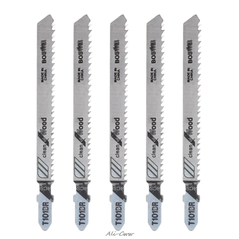 5Pcs/Set T101BR HCS 100mm Jigsaw Blades Clean for Wood Laminated Board Cutting
