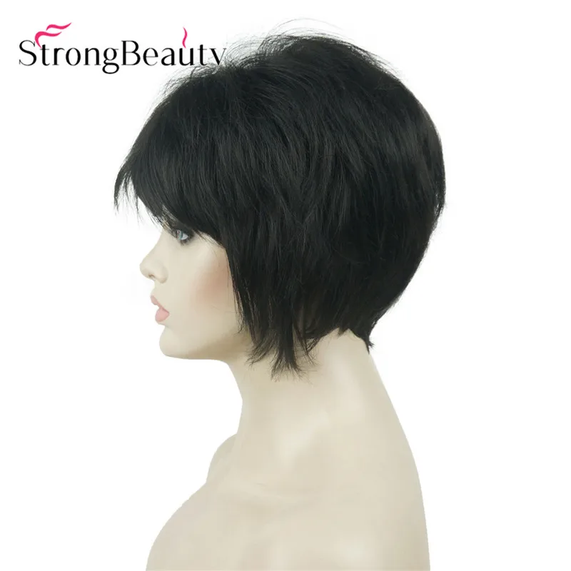 StrongBeauty короткие прямые парики мягкие волосы слоистые локоны Омбре блонд/Красный синтетический парик