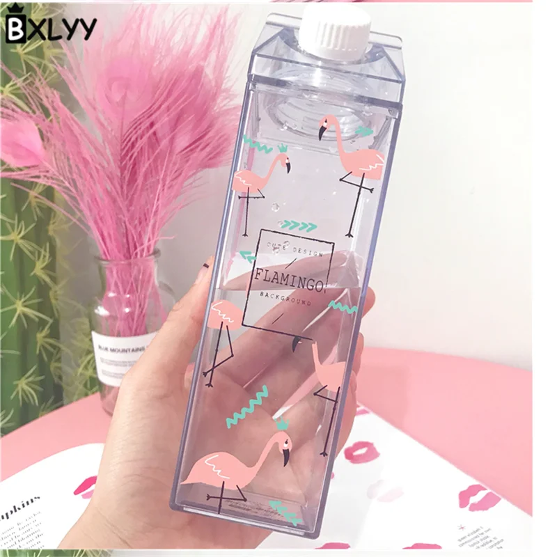 Милая Сакура, клубника, бутылка для воды, молочная коробка, форма, прозрачный пластик, портативная бутылка для питьевой воды, BPA бесплатно, на открытом воздухе, Travel.8z - Цвет: 5