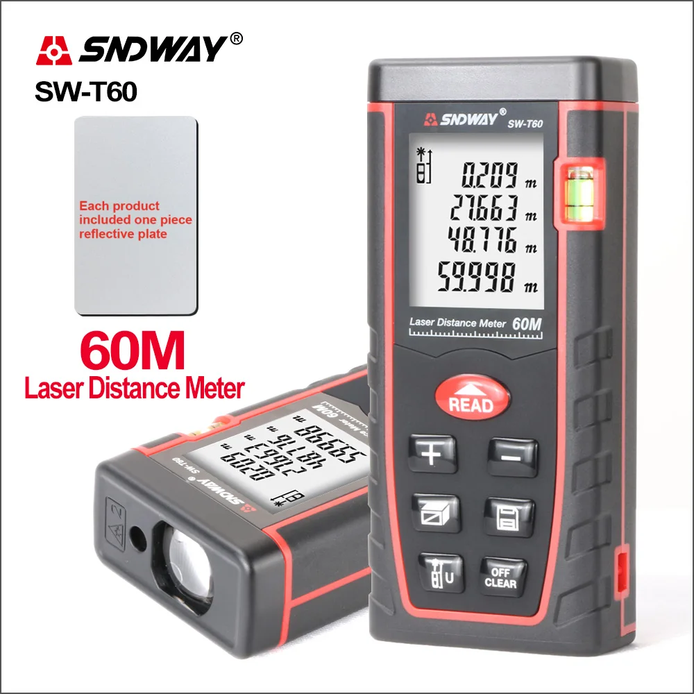 SNDWAY SW-T60 лазерный дальномер, дальномер, мини цифровой измеритель расстояния, лазерный датчик расстояния, диапазон, инструмент, устройство, искатель