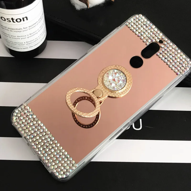 Mate 10 lite Алмазный Блестящий зеркальный чехол с кольцом для пальца Huawei 8 9 P Smart Y9 2019 Y6