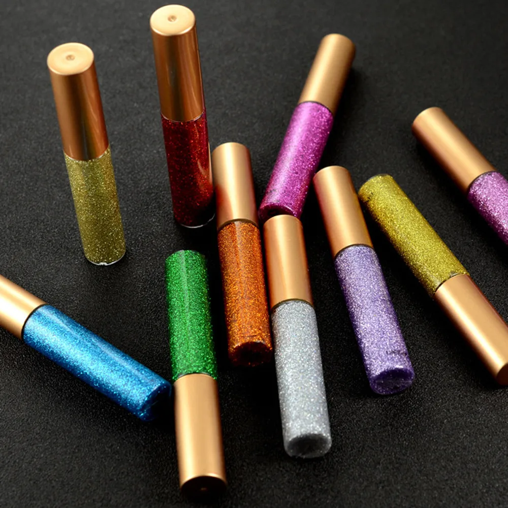 Металлические Блестящие дымчатые тени для век водостойкие блестящие жидкие