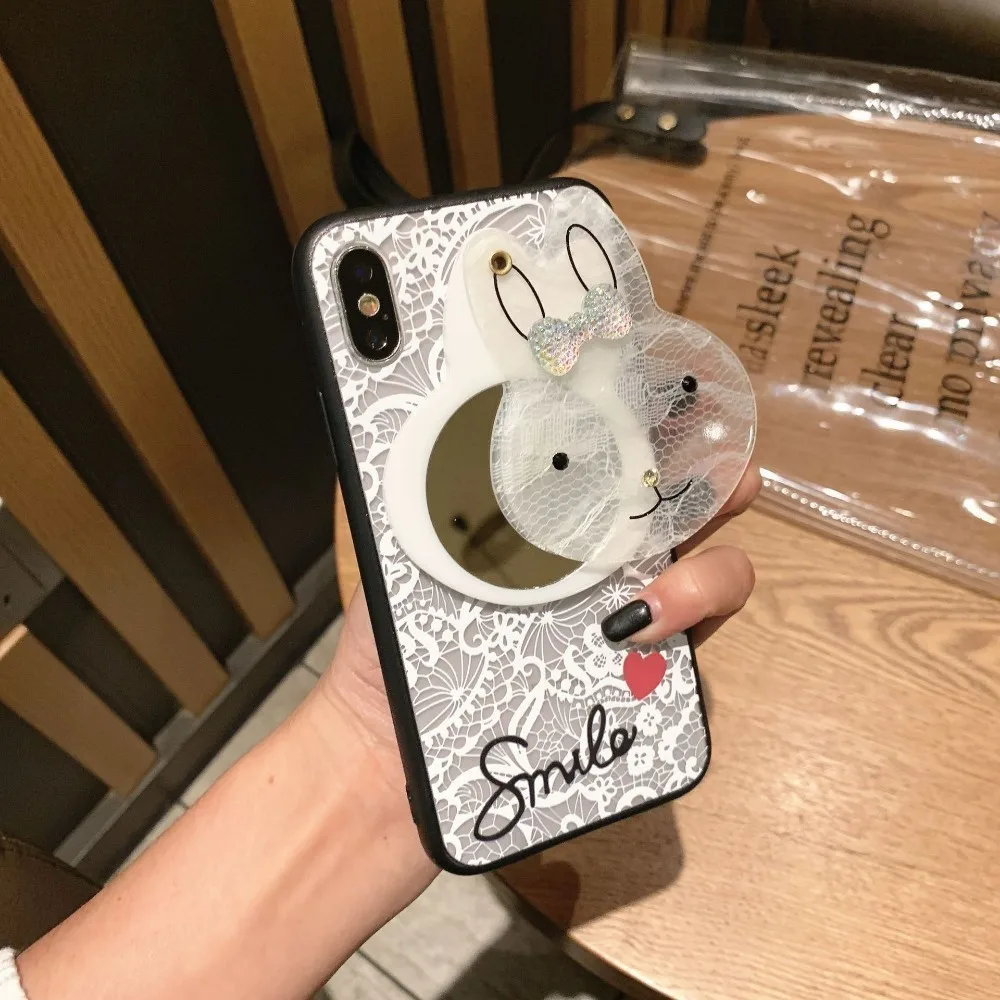 Чехол для IPhone 7 6s 6 8 Plus кружевной зеркальный чехол телефона с украшениями X XR XS Max 2019