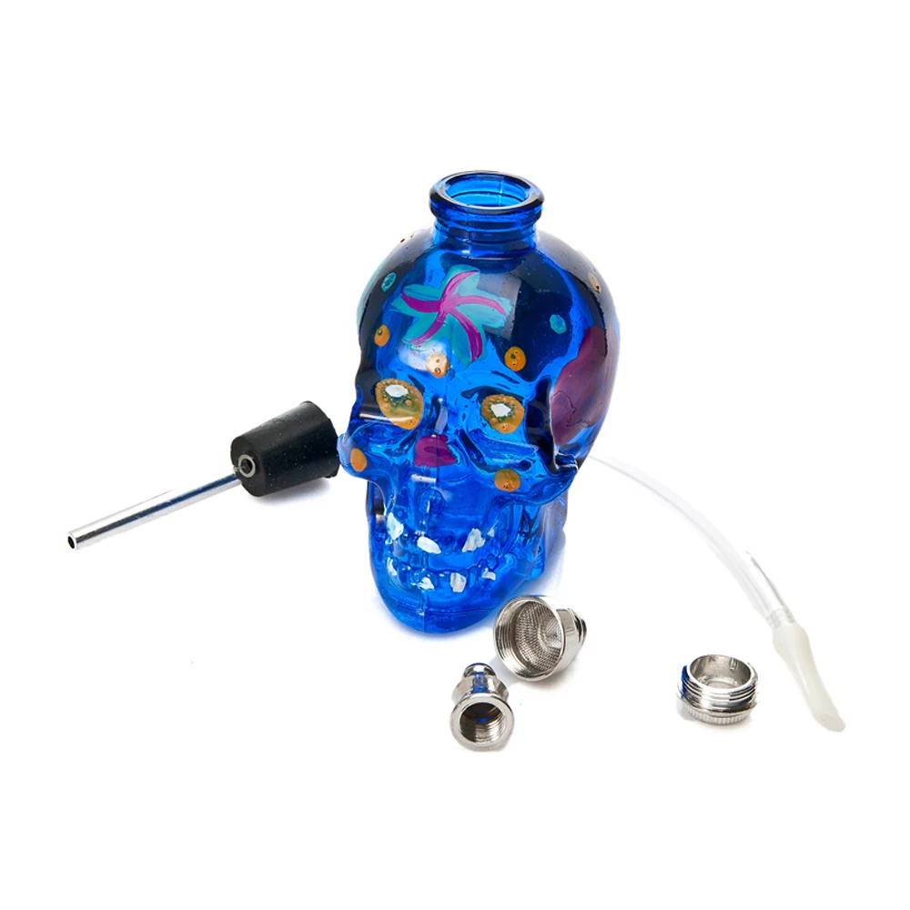 Дымовая труба стеклянная водная кальяна цветная трубка с головой черепа