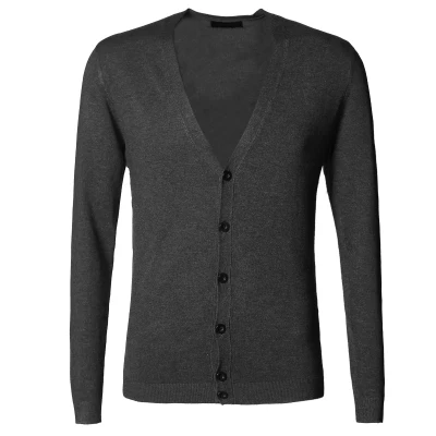 charcoal grey Европейский стиль, мужской вязаный кардиган с длинным рукавом, шерстяной весенний метросексуальный мужской вязаный кардиган, тонкий Одноцветный - Цвет: charcoal grey