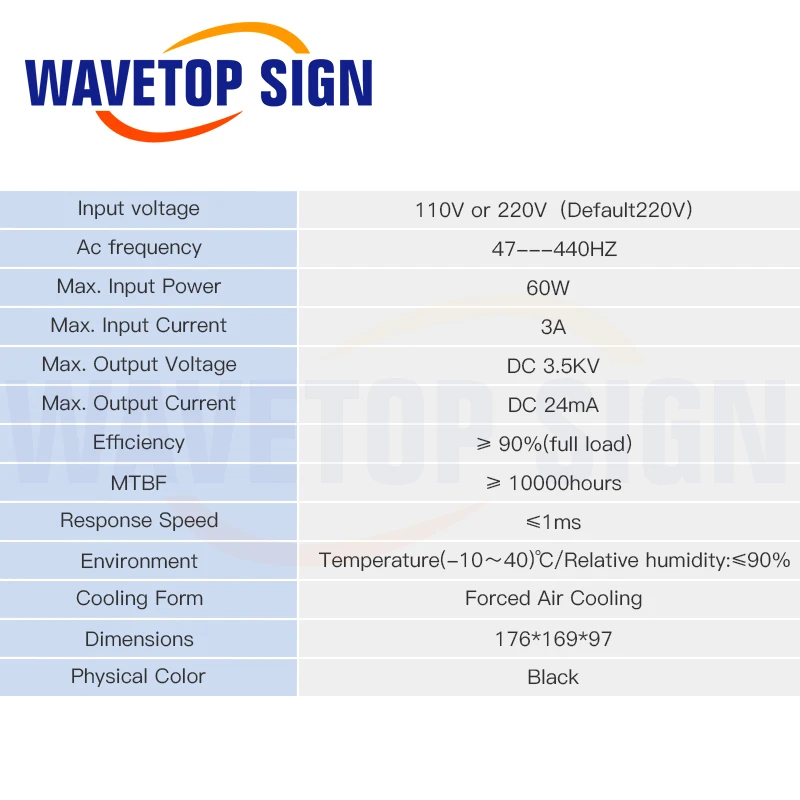 WaveTopSign HY-T60 СО2 лазерный источник питания для СО2 лазерная гравировка резка машина с длинной гарантией