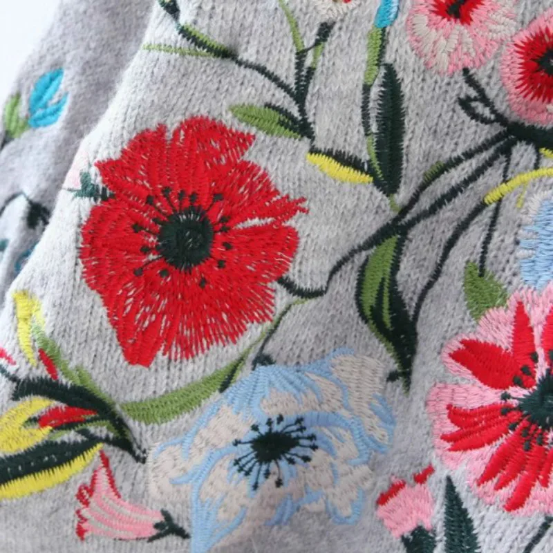 Женский свитер с цветочной вышивкой осенне-зимний Свободный пуловер 2018 | Женская