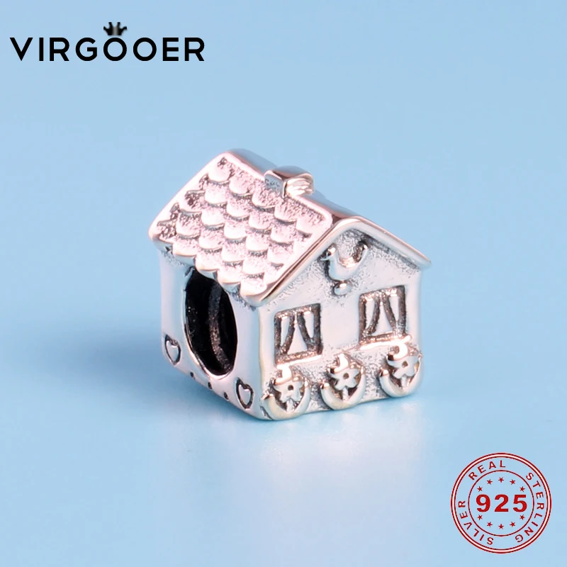 Virgooer милый дом из стерлингового серебра 925 пробы Diy подарок изящные бусы подходят