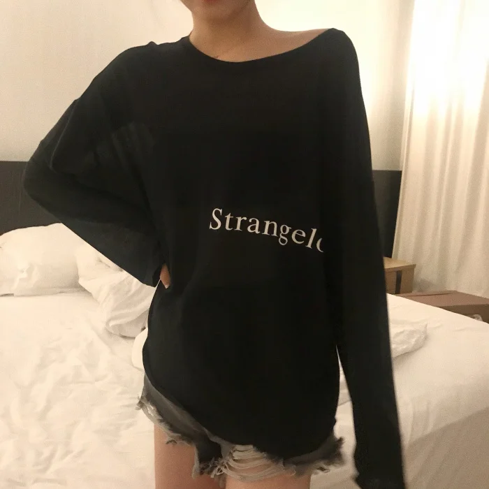 Женская одежда повседневная с длинным рукавом однотонная косой горловиной