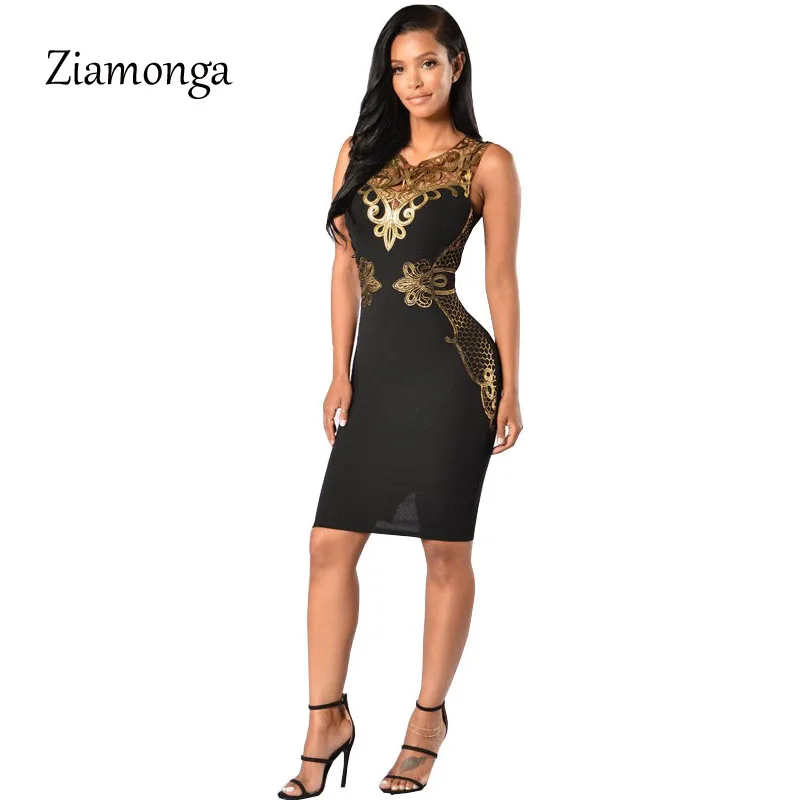 Женское платье-карандаш средней длины с блестками до колена | Женская одежда