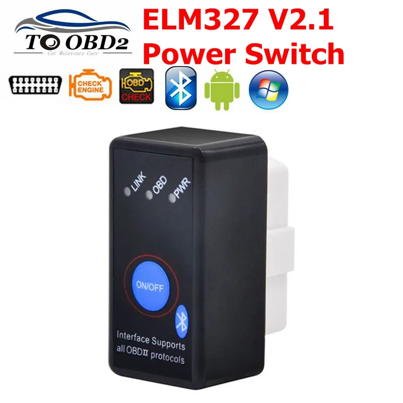 Новейший мини ELM 327 V2.1 Bluetooth с выключателем питания ВКЛ./ВЫКЛ. 2 1 OBD2 сканер
