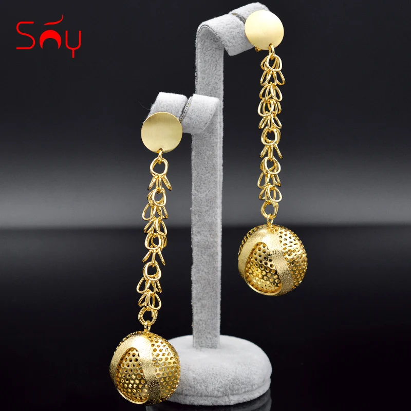 Женские большие серьги подвески Sunny длинные висячие с шариками вечерние на