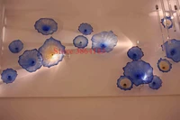 hand made blown glass plates for wall decoration dale chihuly style blue murano glass light