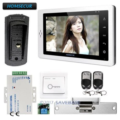 HOMSECUR 1V1 7 &quotпроводной видео и аудио Домашний домофон Электрический Strike Lock набор