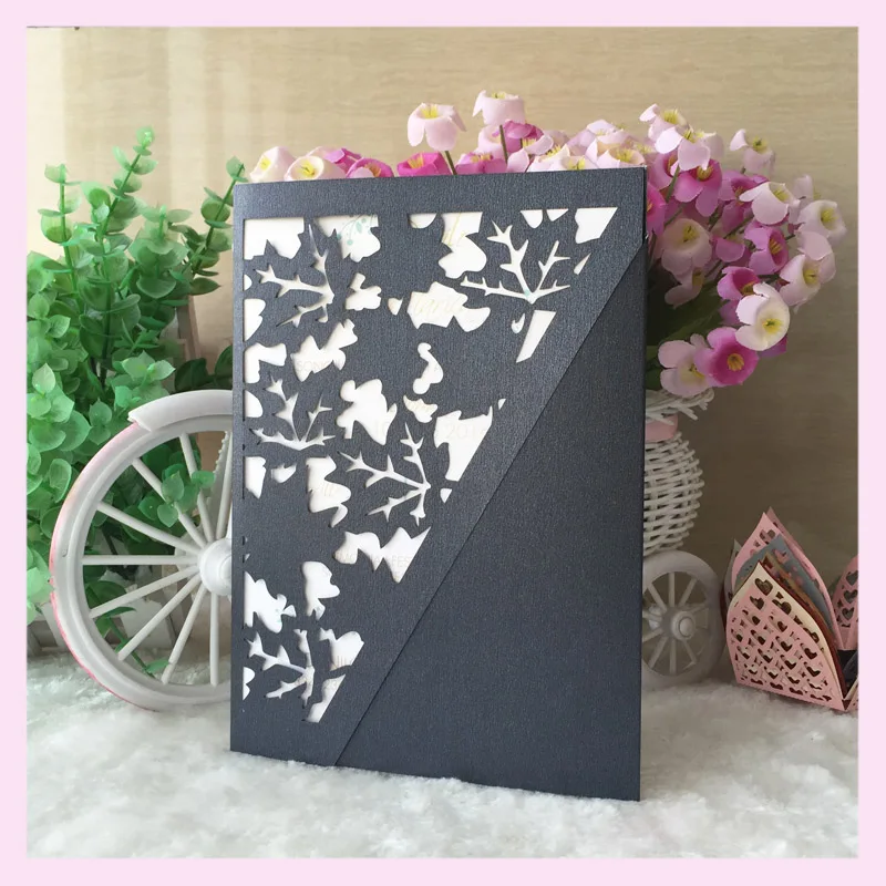 12 шт./лот 2017 свадебные приглашения открытка кленовый лист нежный дизайн