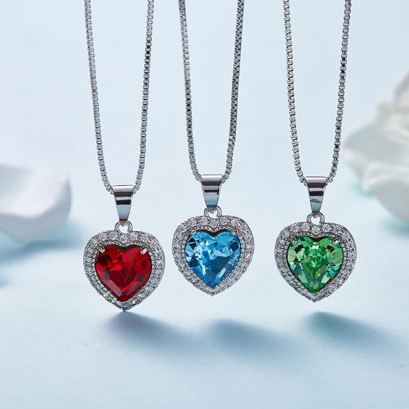 CDE 925 пробы Серебряное ожерелье украшено кристаллами Swarovski женское ожерелье в форме сердца воротники-ожерелья ювелирные изделия
