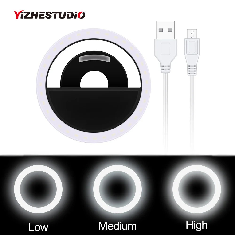 Yizhestudio Новый USB зарядка селфи светящееся диодное кольцо свет Портативный вспышка