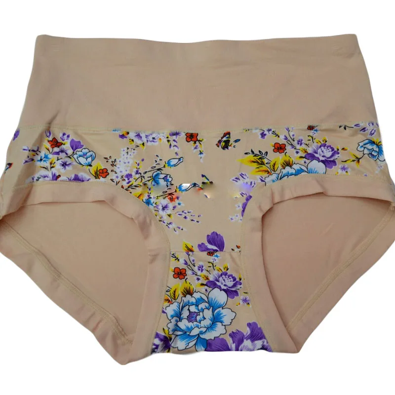 Женские Бесшовные Трусики с высокой талией нижнее белье принтом из молочного