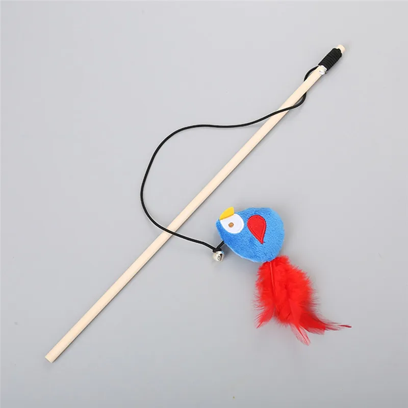 Imixlot Funny Cat Interactive Toys Portable Colorful Feather With Bells Wooden Rod Pet Toy Products | Дом и сад