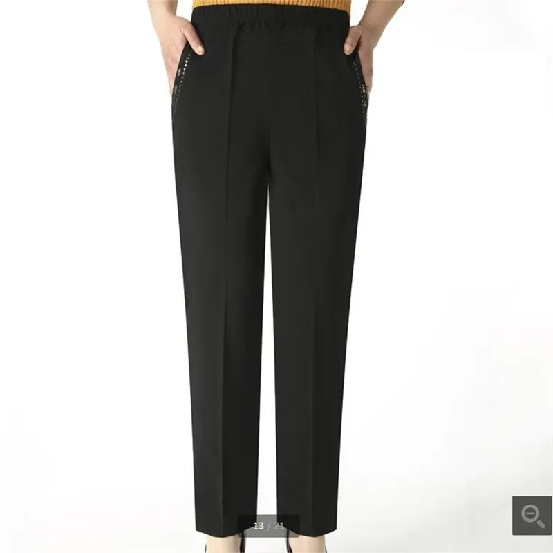 Женские Мешковатые штаны летние эластичные с высокой талией для отдыха прямые