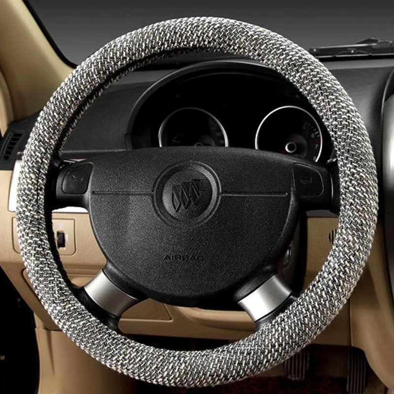Летнее рулевое колесо Льняной материал Стайлинг автомобиля экологичное