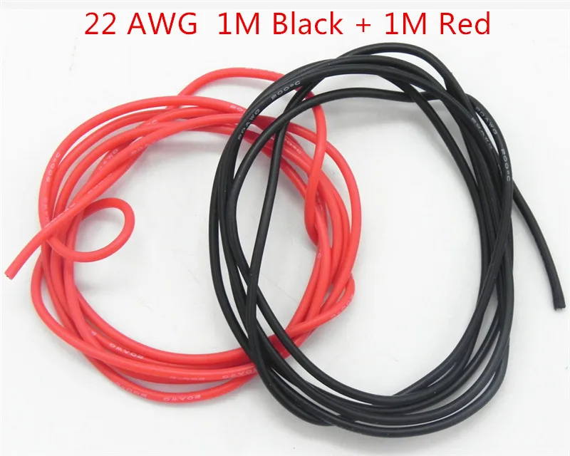 

200 sets/lot 20/22AWG High temperature Silicone Cable Wire / Silica Gel Wire / Silicone Tinned copper Cable 1M Black+1M Red