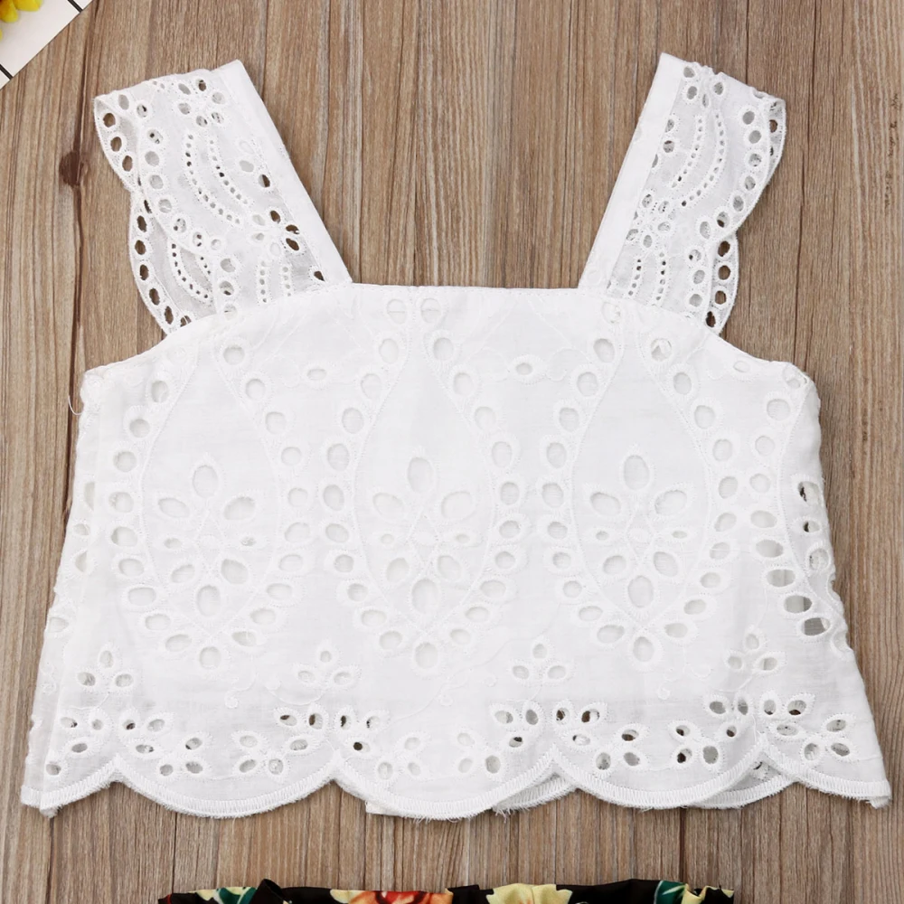 Лето 2019 брендовая одежда для маленьких девочек кружевные топы с цветочным