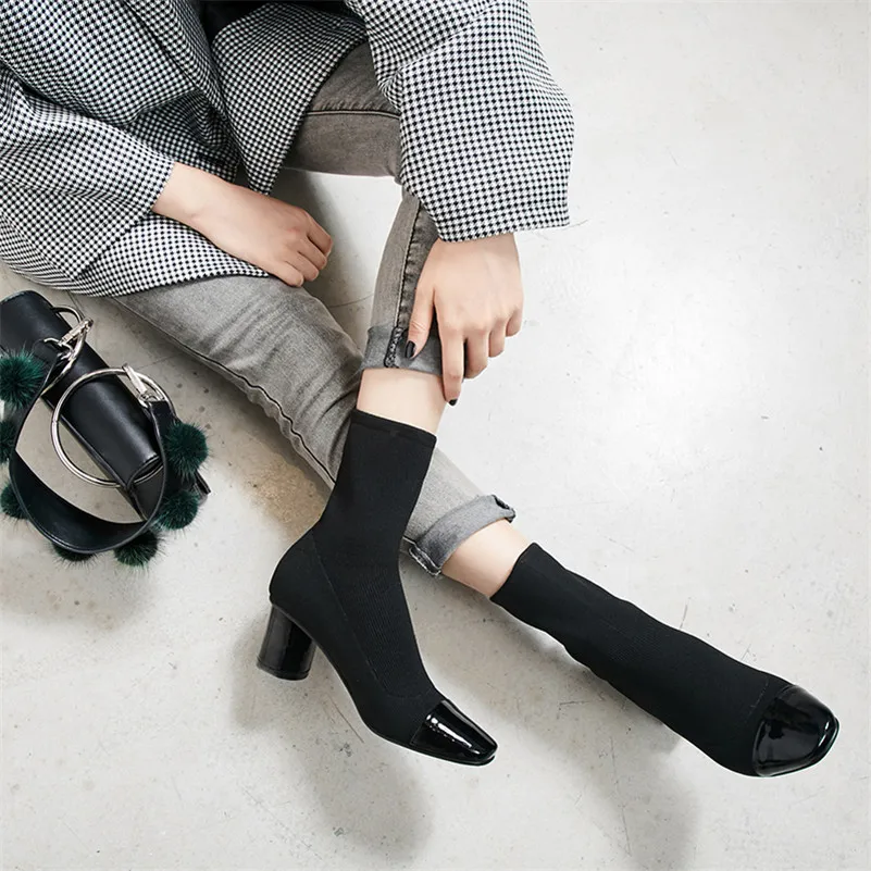 Женские ботинки FEDONAS осенние до середины икры на высоком каблуке обувь для