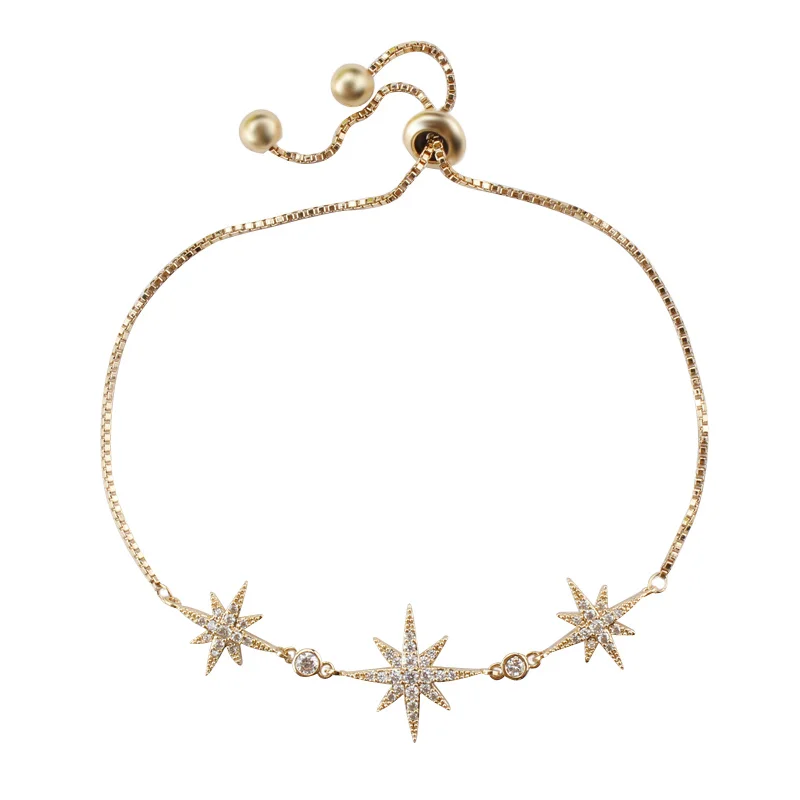yellow gold MIEG бренд Starburst кубический цирконий CZ Кристалл Регулируемые браслеты для женщин Свадебные украшения - Окраска металла: yellow gold