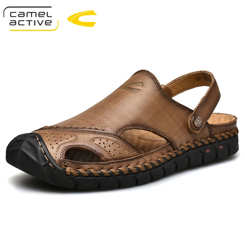 Мужские кожаные сандалии Camel Active Коричневые босоножки из натуральной кожи с