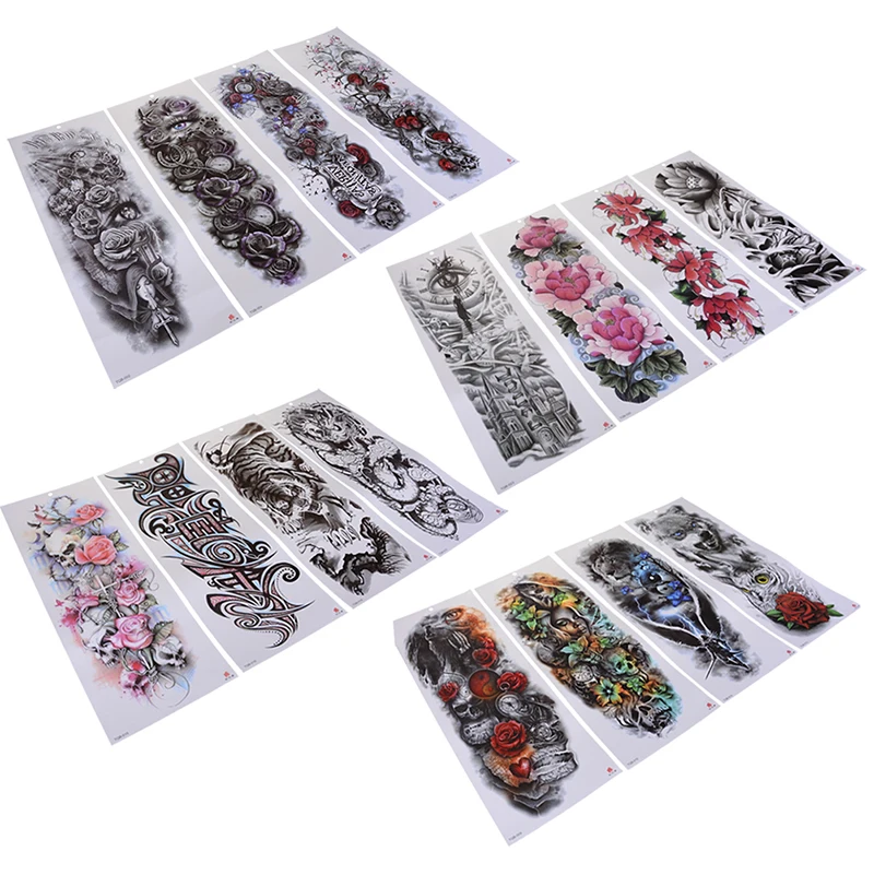 

JETTING New 1PC Waterproof Temporary Tattoo Sleeve Sticker Full Arm Tattoos Cool Men Women Transfer Body Art Party Gift Decor