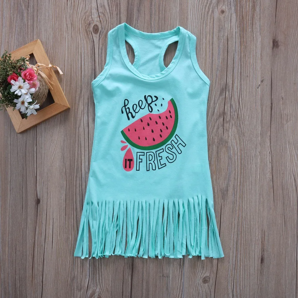 Яркое летнее стильное тонкое платье для девочек 1-6 лет Хлопковое без рукавов