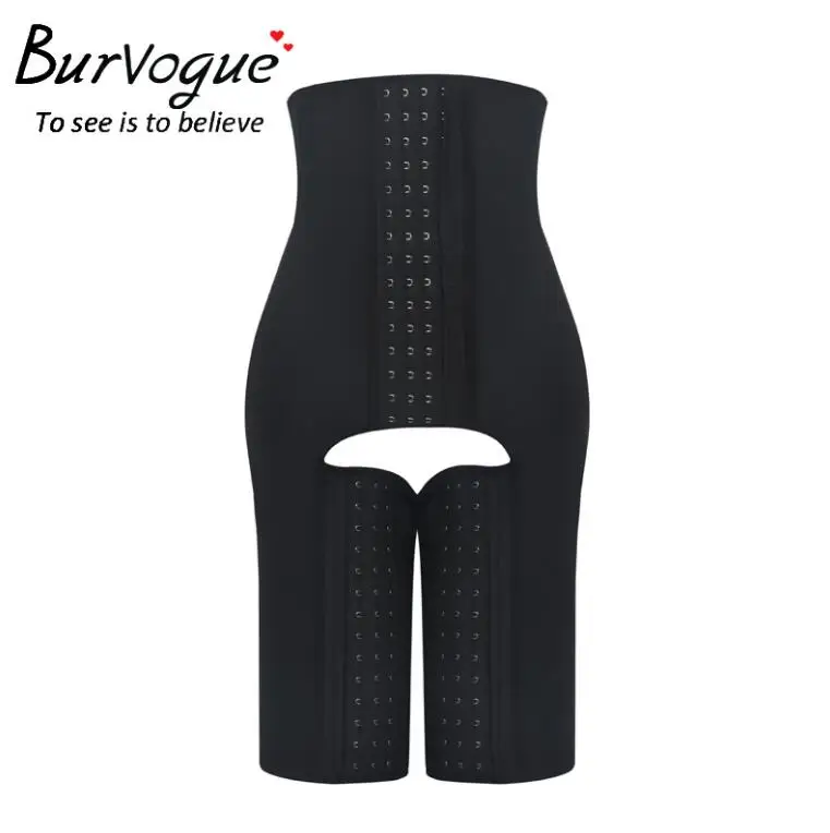 black Burvogue женское латексное белье с высокой талией, стальными косточками, Корректирующее белье, подтягивающее тело, формирователь размера плюс крючок для брюк, Утягивающие трусики - Цвет: black