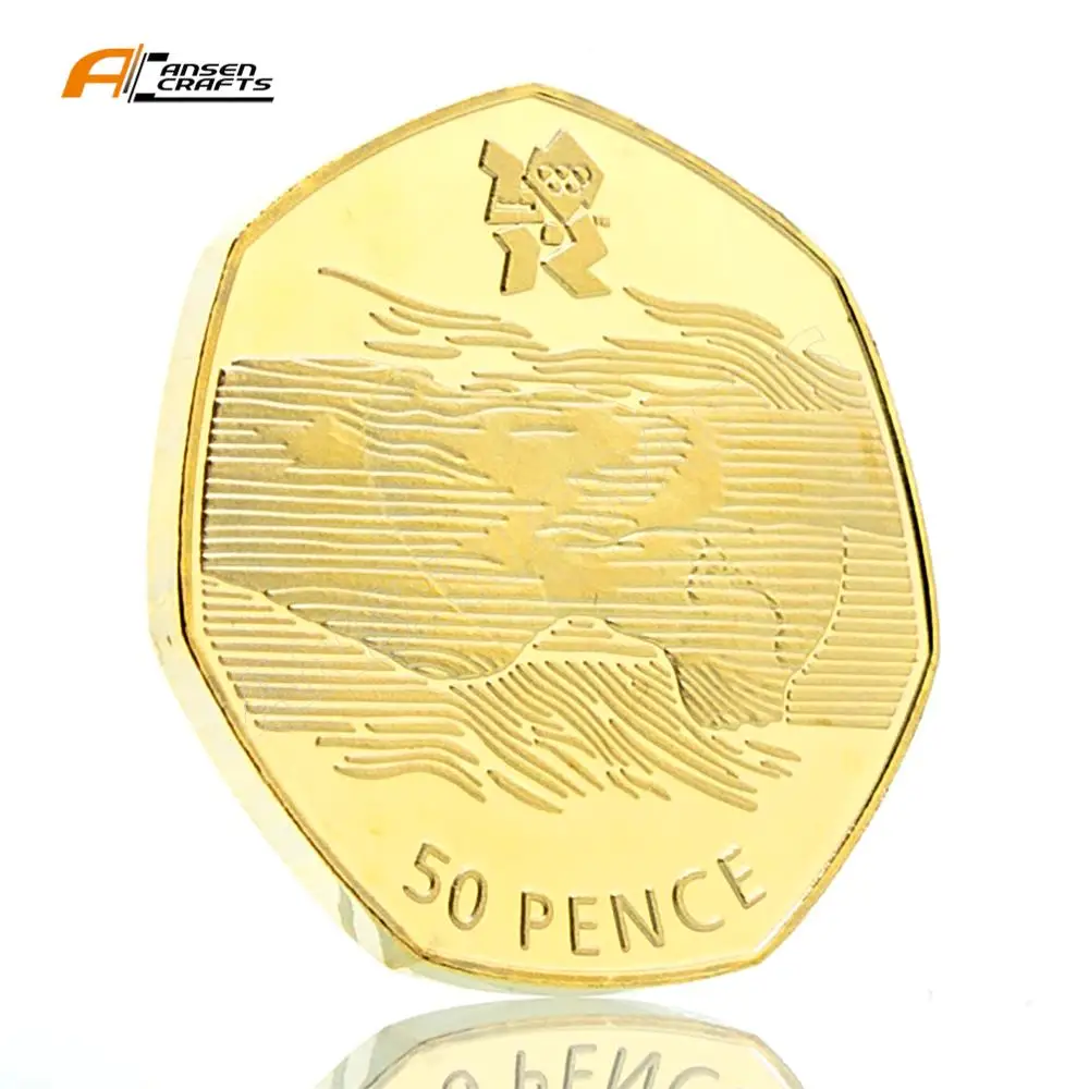 Олимпийская одежда для плавания 50P Fifty Pence Elizabeth II EIIR II 2011 британская Серебряная позолоченная копия монеты