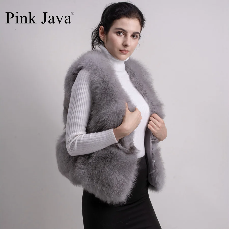 Розовый java QC5026 2017 новое поступление натуральный Лисий мех жилет для женщин