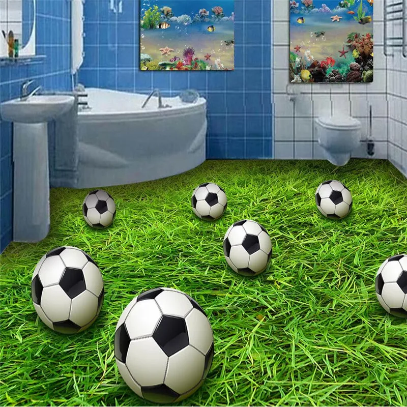 Beibehang живопись HD зеленая трава футбол Водонепроницаемая Ванная кухня Балкон ПВХ