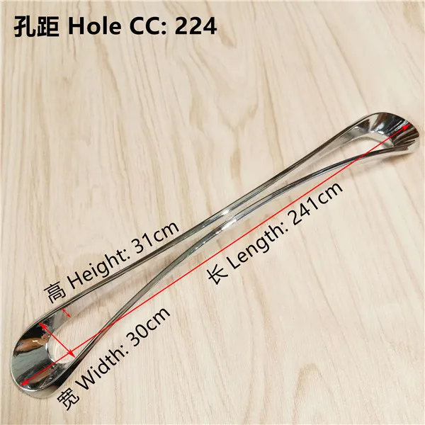Hole Pitch 224mm Одно отверстие шаг отверстия 96/128/160/192/224/256/288 мм яркая серебристая Мебельная ручка ручки для выдвижных ящиков для кухни - Цвет: Hole Pitch 224mm