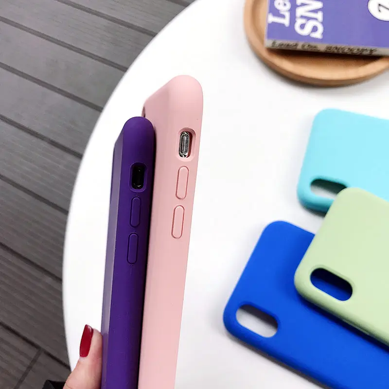 Роскошный тонкий жидкий силиконовый ударопрочный чехол для iPhone X XS Max XR 6 6S 7 8 Plus