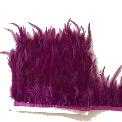 fuchsia Новое поступление года! 10 ярд неоновый лимонно-желтая обертка бахрома из перьев петуха планки Высота 4-" перья для свадьбы на праздник, украшение для платья - Цвет: fuchsia
