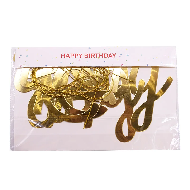 Фотообои с надписью &quotHappy Birthday" набор золотистых и серебристых гирлянд детский