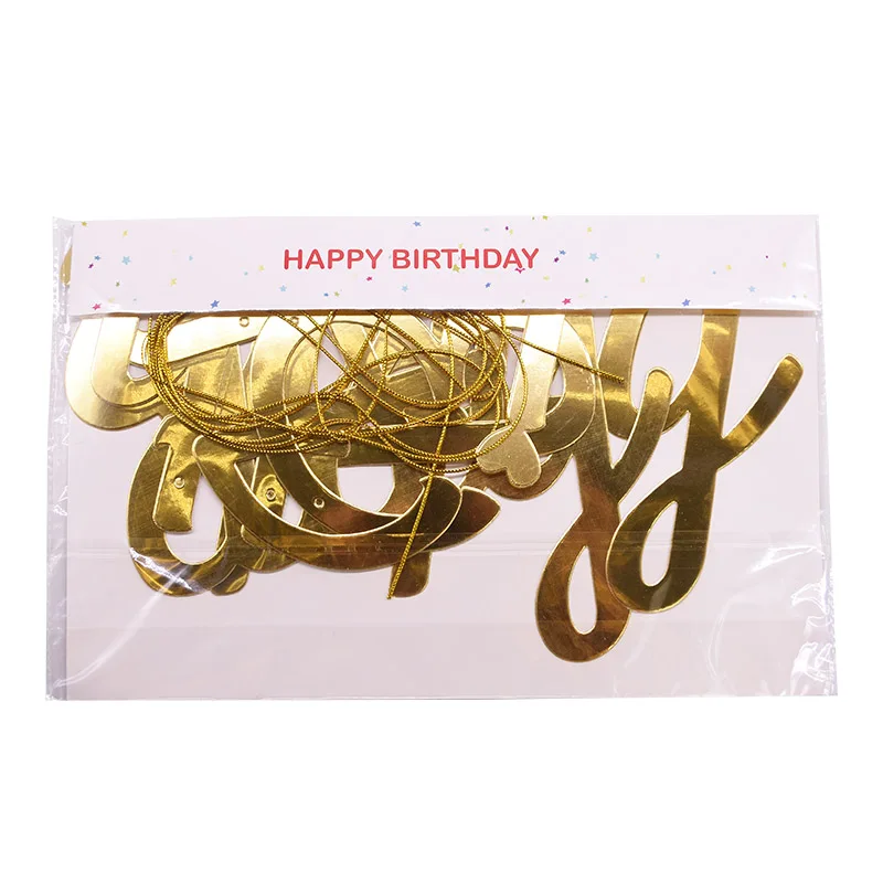 Фотообои с надписью &quotHappy Birthday&quot набор золотистых и серебристых гирлянд детский