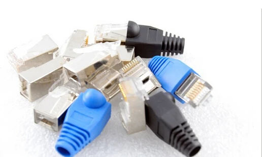 50 комплектов Супер 6 стальных кабелей со щитком RJ45 разъемы модульные штекеры с