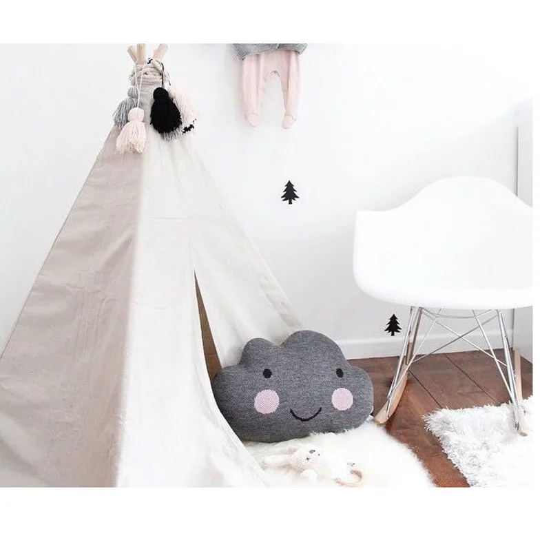 Декоративные детские кроватки подушки шерсть улыбка облако вязаный трикотаж